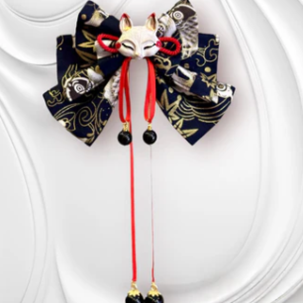Fox Mask Bow Hair Clip