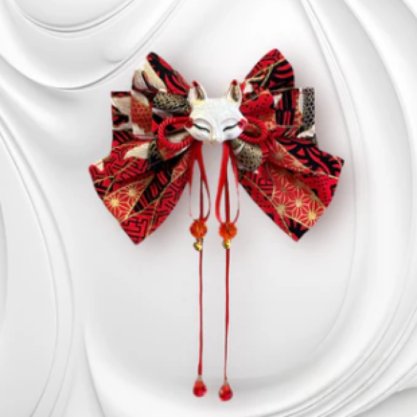 Fox Mask Bow Hair Clip
