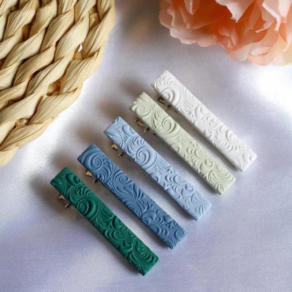 Hand-embroidered barrettes