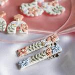 Hand-embroidered barrettes